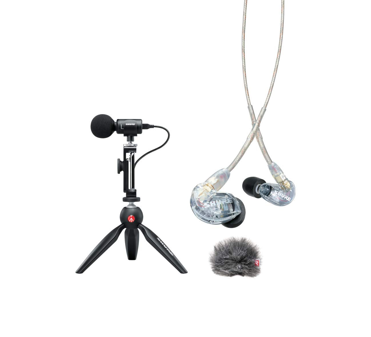 Shure Portable Videography Kit - Professional Recording Rig with MV88+ iPhone Mic, Manfrotto PIXI Tripod, Phone Clamp, Mount, AM